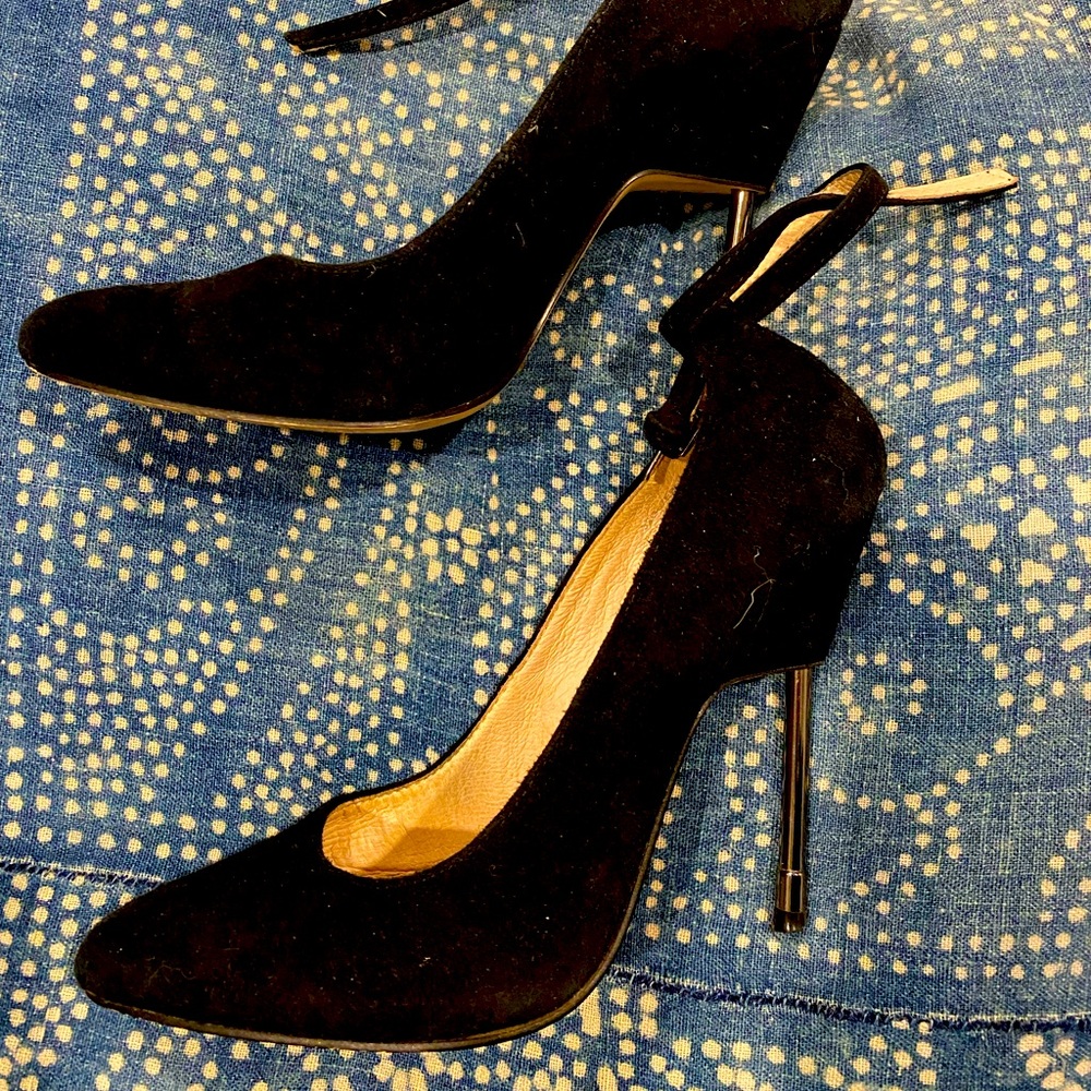 TopShop Black Suede Stiletto with Gunmetal Heel